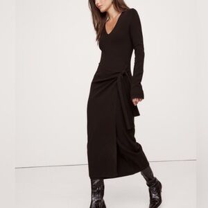 Banana Republic Black Wrap Midi Dress
